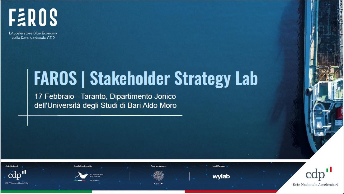 Puglia Sviluppo nel Corner di abilitatori del workshop FAROS | Stakeholder Strategy Lab