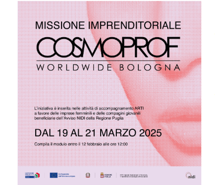 Cosmoprof Bologna 2025. Aperte le candidature per la partecipazione rivolta alle imprese femminili e alle compagini giovanili beneficiarie di NIDI